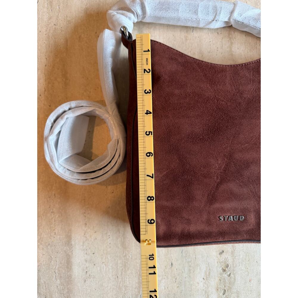 STAUD MEL BAG | MAHOGANY SUEDE SHOULDER BAG, Brand New - Picture 10 of 11